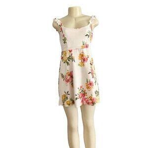 Mind Code Short Summer Dress White Floral size S.